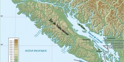 Mapa topográfico de vancouver island
