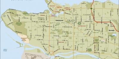 Mapa de rúa de vancouver bc canadá