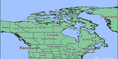 Mapa de canadá mostrando vancouver