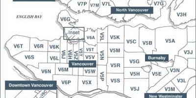 Illa de Vancouver códigos postais mapa
