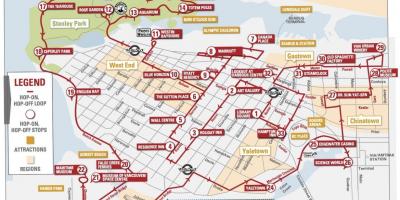 Mapa de vancouver hop on hop off trolley 
