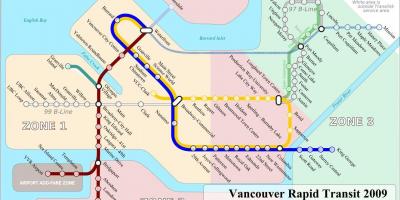 O transporte público mapa de vancouver