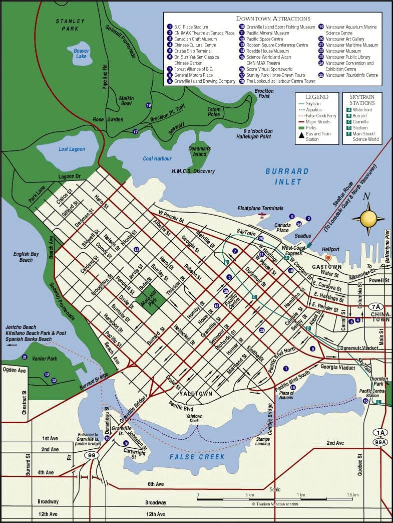 vancouver bc atraccións mapa