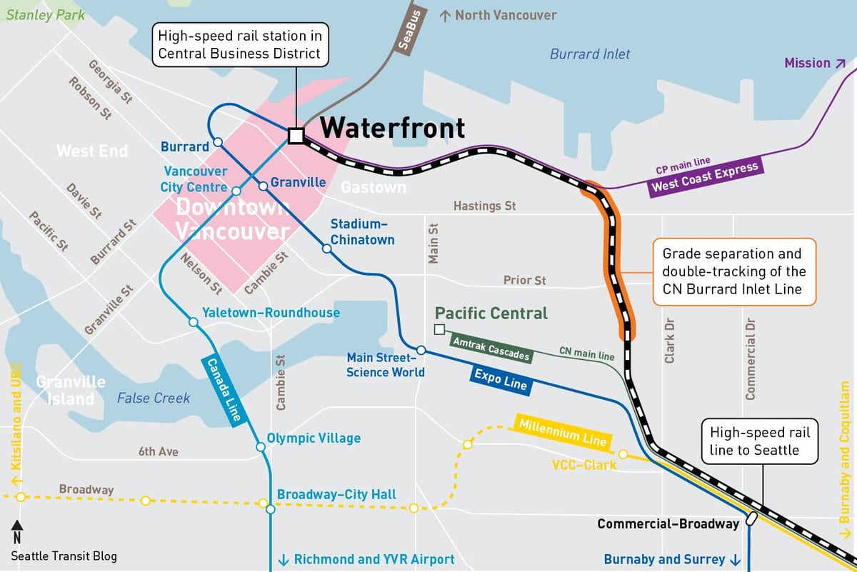 Mapa de beiramar estación de vancouver