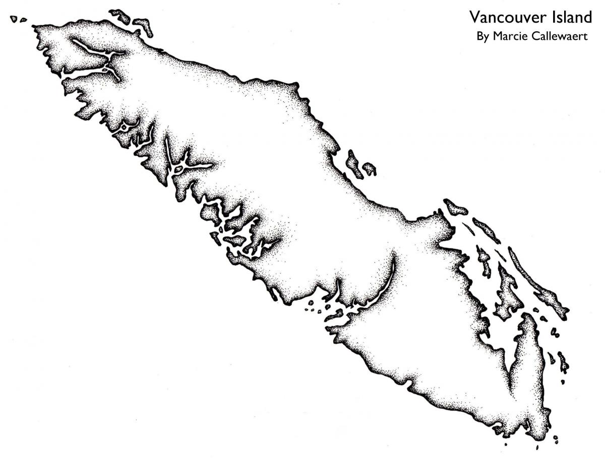 Mapa de vancouver island contorno