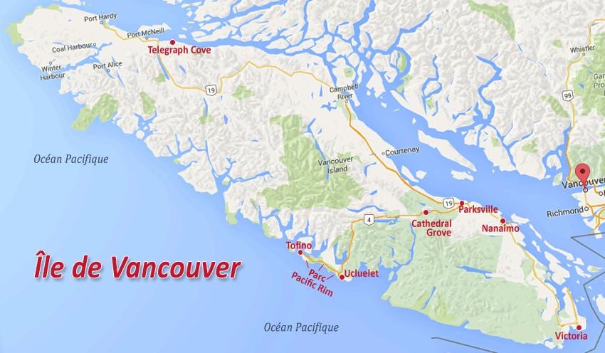 Mapa de vancouver island ouro reivindicación 