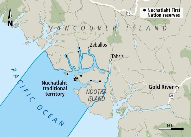 Mapa de vancouver island primeiras nacións