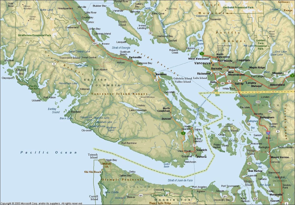 Mapa de vancouver área ac