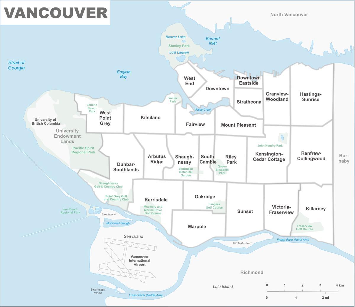 mapa de vancouver e área