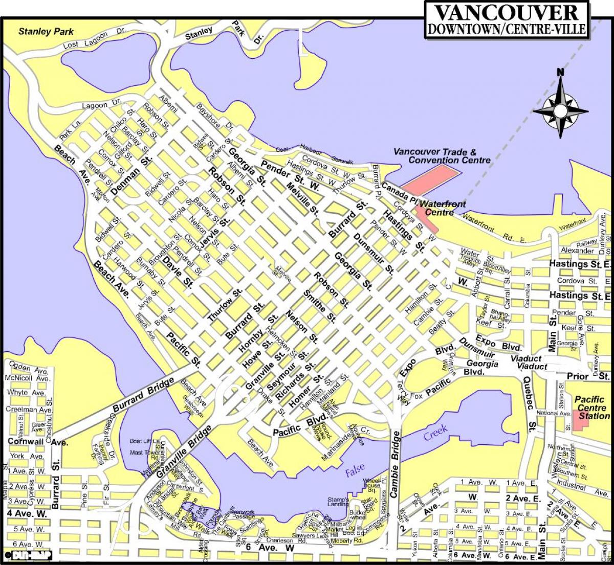 Mapa do centro de vancouver bc