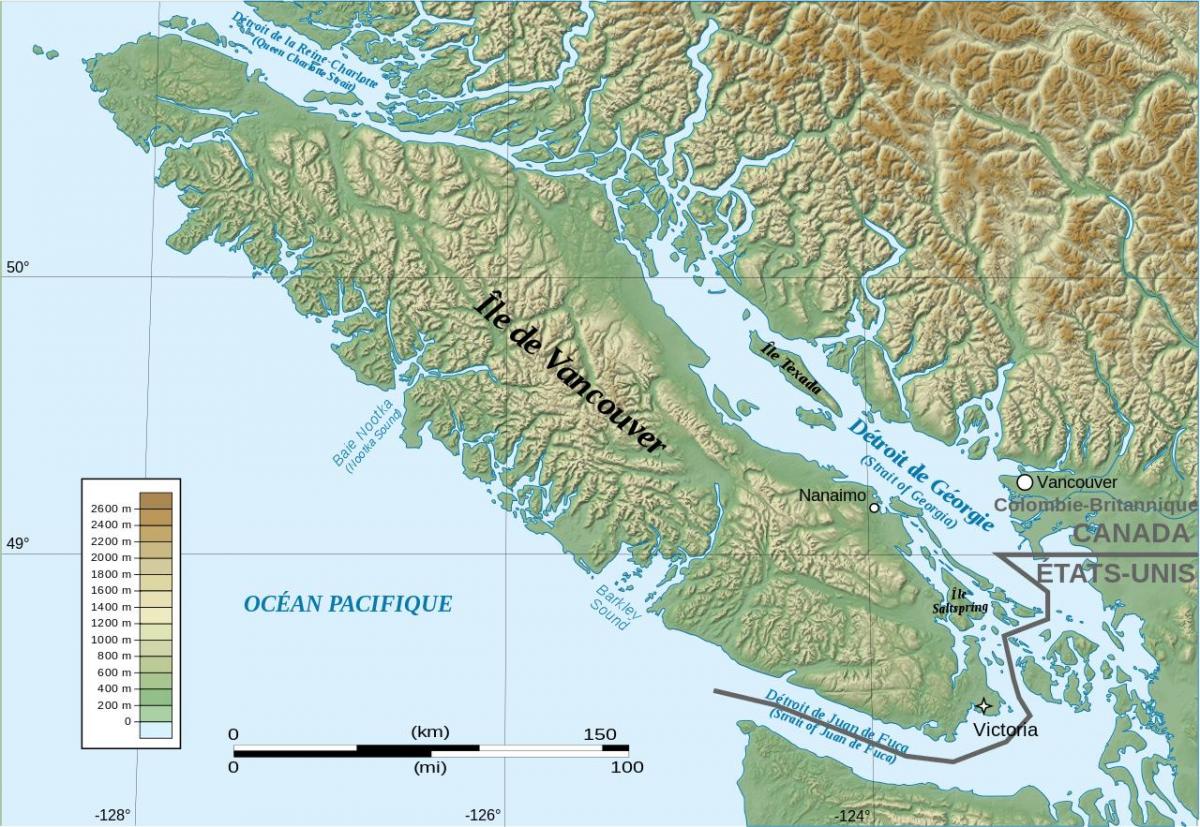 Mapa topográfico de vancouver island