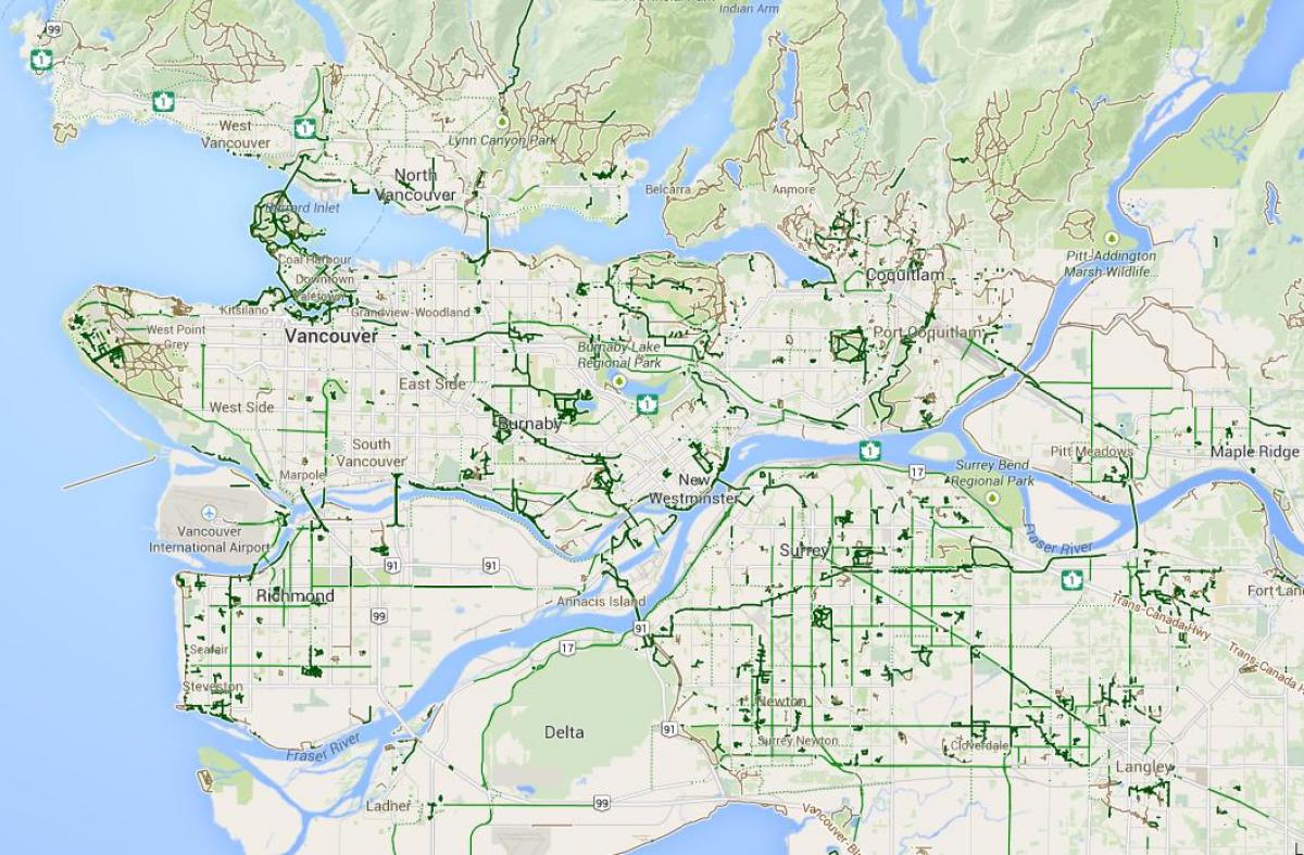 Mapa de metro vancouver ciclismo
