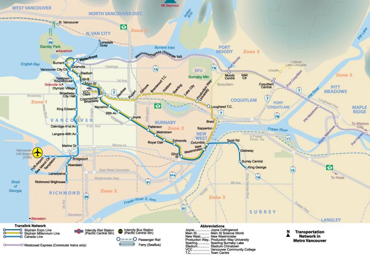 Mapa de metro vancouver área