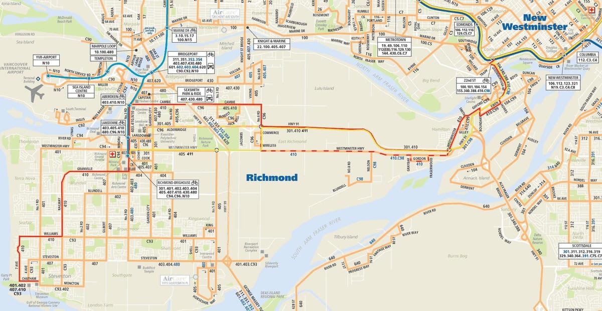 Mapa de north vancouver autobús