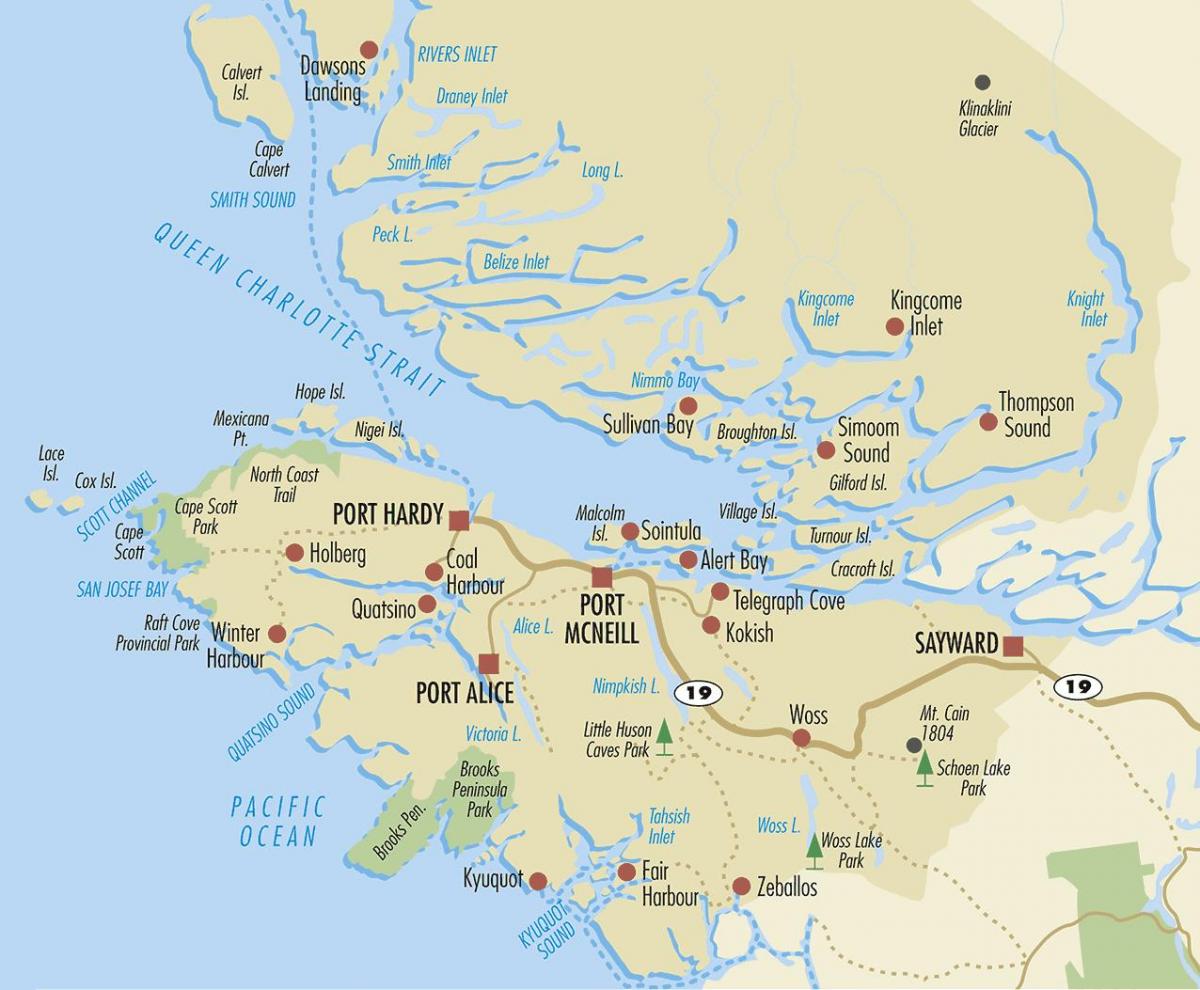 Mapa de north vancouver island