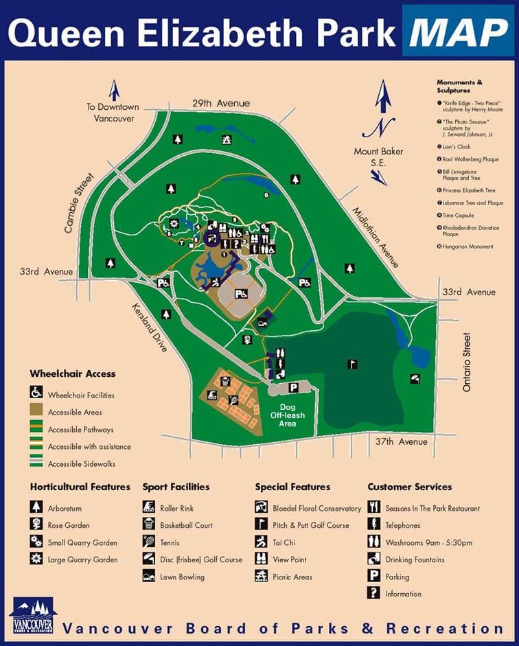 Mapa da raíña isabel park vancouver
