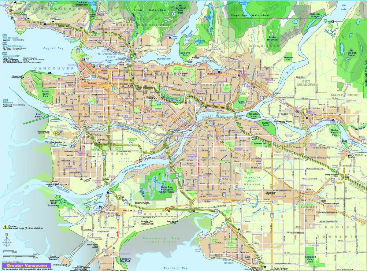 mapa da cidade de vancouver, bc canadá
