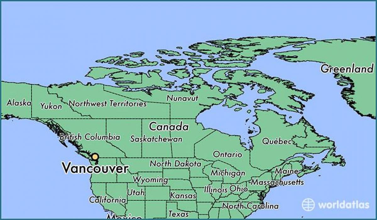 mapa de canadá mostrando vancouver