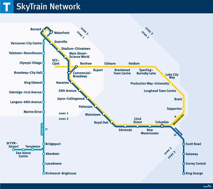 Mapa de vancouver bc estación de tren