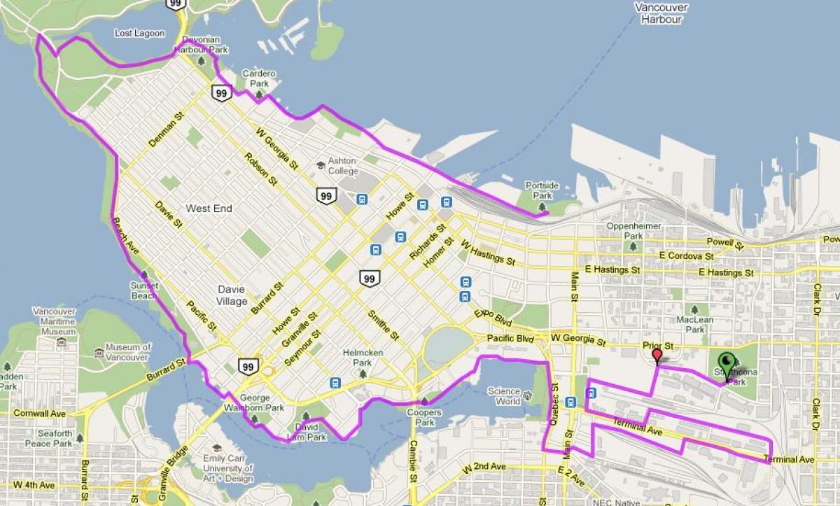 cidade de vancouver bicicleta mapa