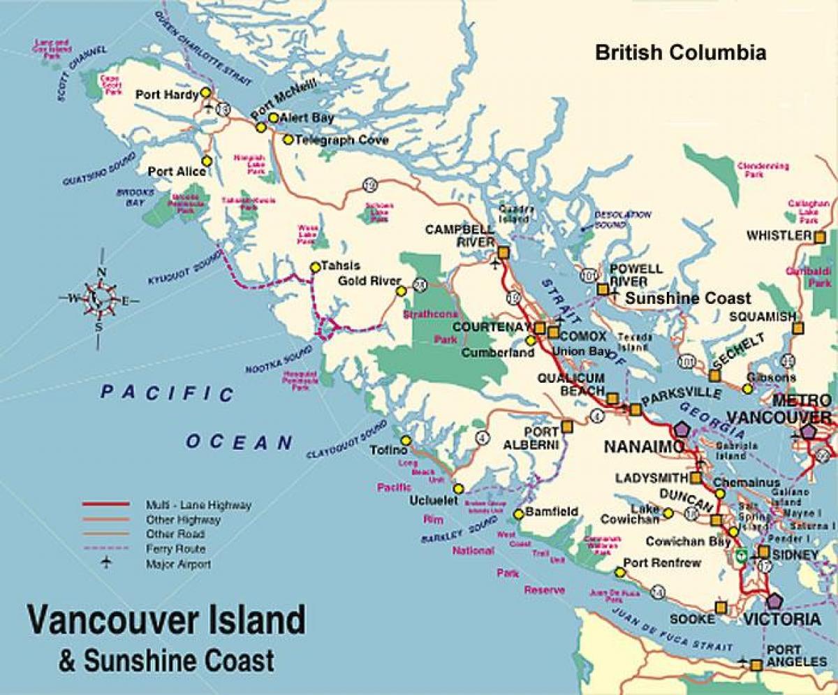 Mapa de vancouver island campamento 