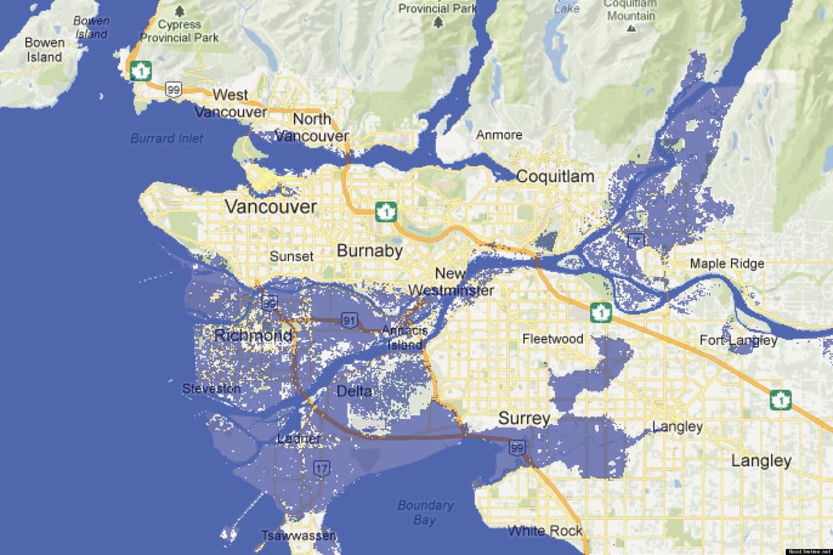 Mapa de vancouver inundación