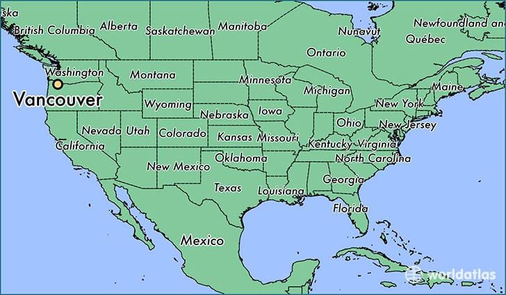 Mapa de vancouver localización no mundo