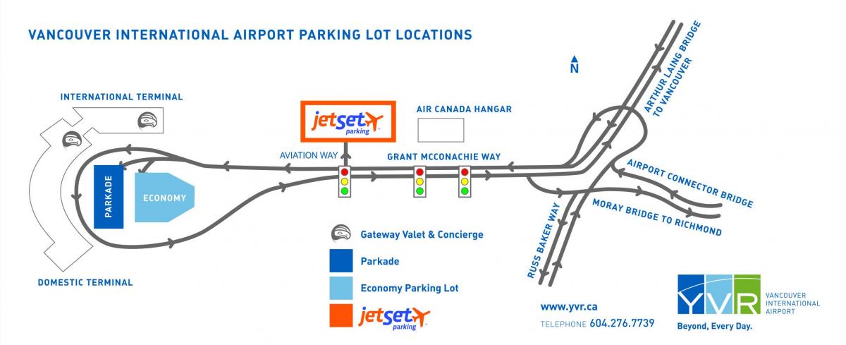 vancouver aeroporto de aparcamento mapa