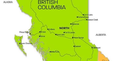 Mapa de columbia británica rexións