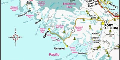 Mapa da costa oeste de canadá