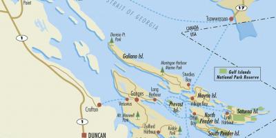 Mapa do golfo illas bc canadá