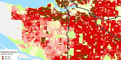 Mapa de vancouver island densidade de poboación