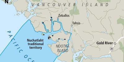 Mapa de vancouver island primeiras nacións