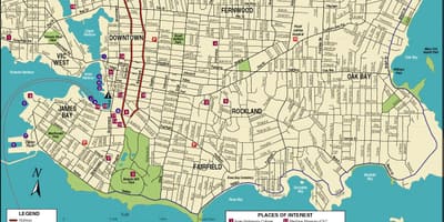 Mapa de vancouver, canadá e área circundante