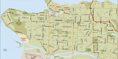 Mapa de rúa de vancouver bc canadá