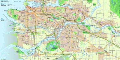 Mapa da cidade de vancouver, bc canadá