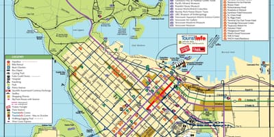 Centro de vancouver mapa con atraccións