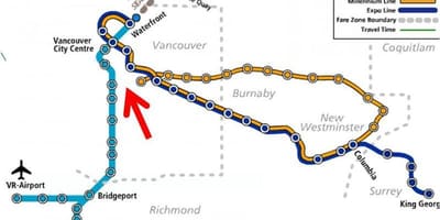 Mapa de vancouver skytrain superposición
