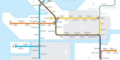 Mapa de vancouver zona de tránsito